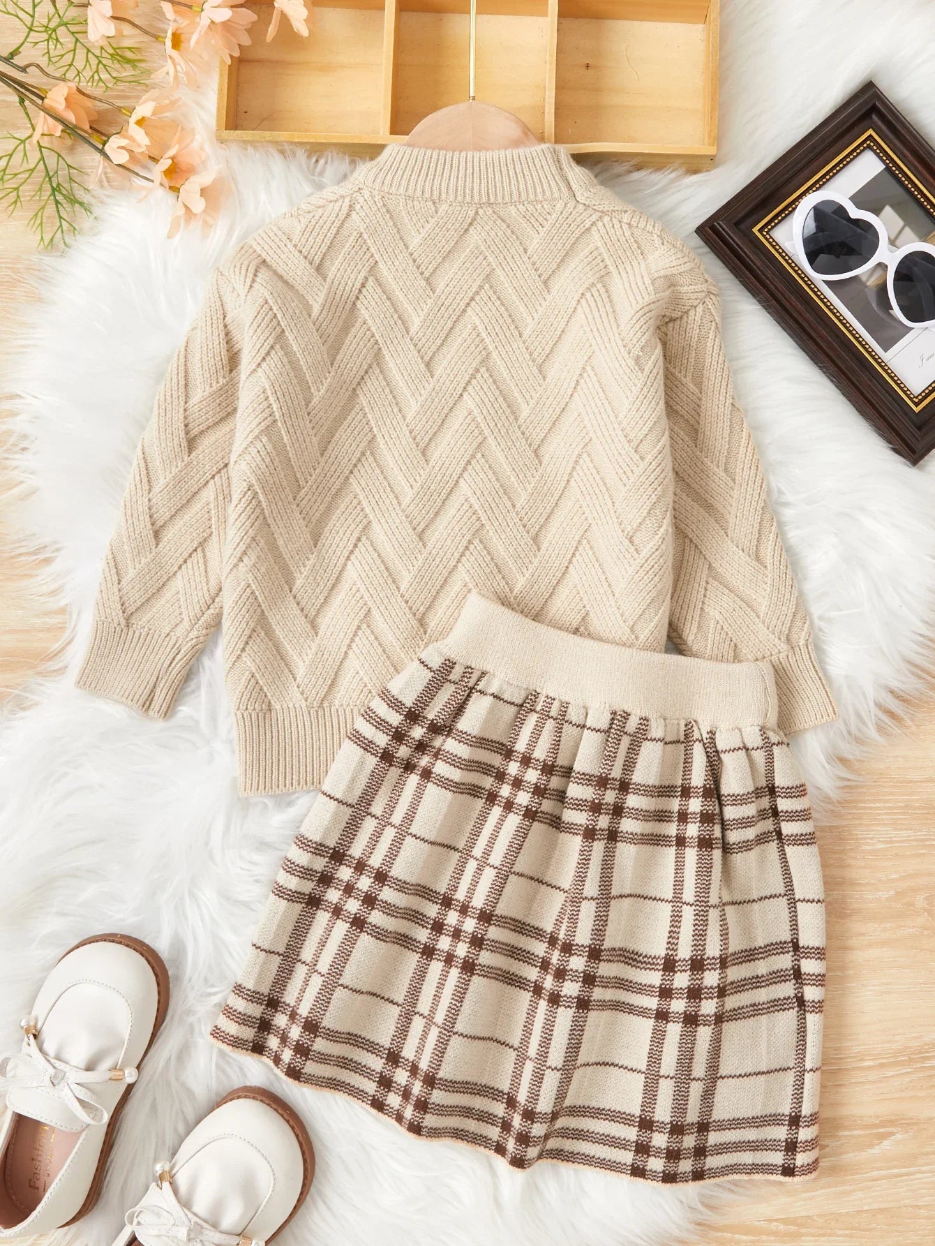 2024 Autumn Girls Casual Sweater Set Winter Little Girl Halloween Checkered Sweater Two-piece Sets Baby Girl Fashion Clothing