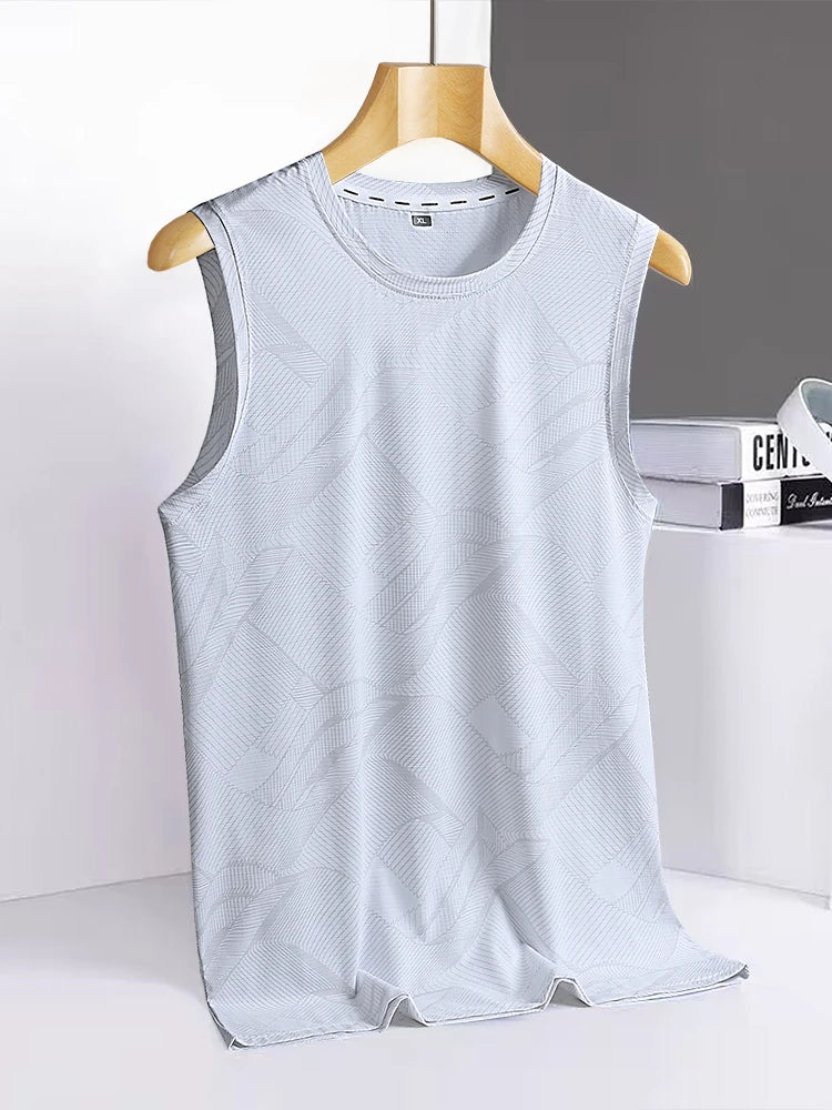 8xl 7xl 6xl New Big Size Ice Silk Classic Tank Tops Men Sleeveless Shirt Black Blue Tees All-Match Quick-Drying T-Shirt