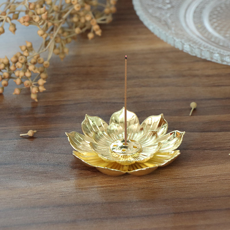 Alloy Incense Burner Stick Holder Buddhism Lotus Line Incense Plate Sandalwood Coil Base Temples Yoga Studios Home Decoration