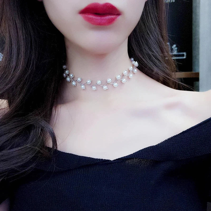 Fashion Imitation Pearl Choker Fairy Women Necklaces Korean New Pearl Pendants Collar Trend Neck Jewelry Party Neck Decoration