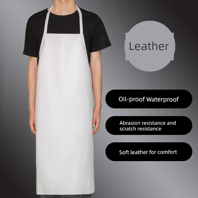 Pu Waterproof Dining Canteen Special White Kitchen Apron