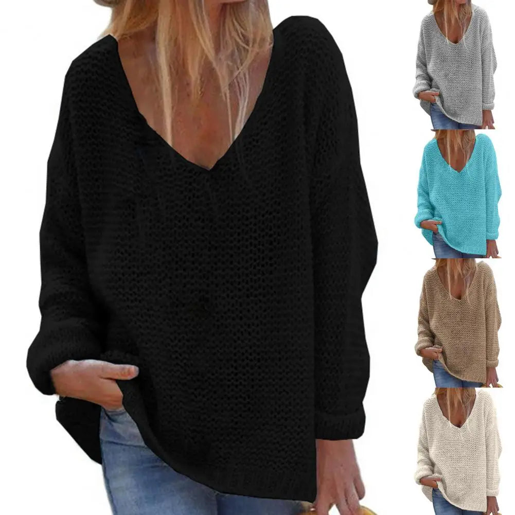 Trendy Autumn Sweater Comfortable Knitted Top Casual Loose Fit Women Autumn Sweater  All-Match