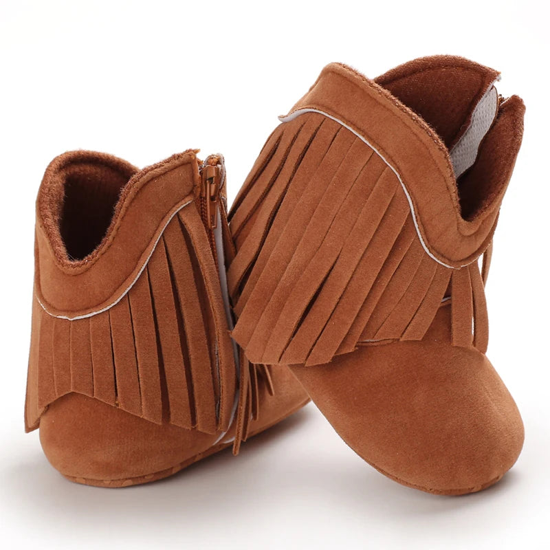 Baby Booties Vintage Tassel Anti-slip Sole Winter Warm Baby Boys Girls Shoes Snow Booties First Walkers Infant Shoes