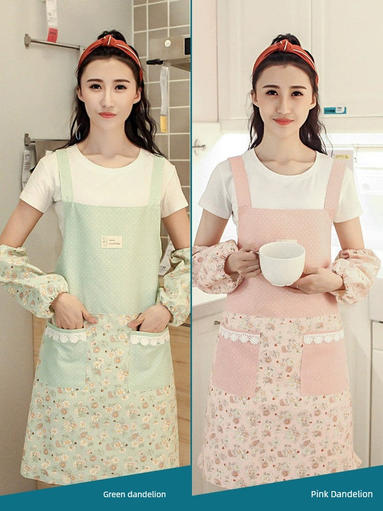 Internet Celebrity Household Pure Cotton Western Style Thin Apron with Straps