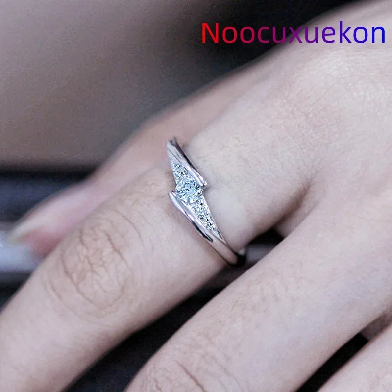 Never Fade White Rhinestone Rings for Women Round Zircon Crystal Rings Bride Promise Engagement Wedding Bands Gift Jewelry