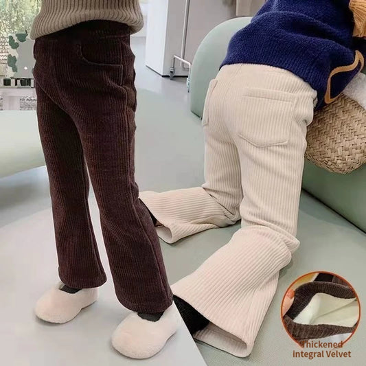 Fashion Winter Clothes Child Girl Fleece-lined Pants Kids Bottom teenagers Spring Autumn Bell-bottoms Baby Corduroy Trousers