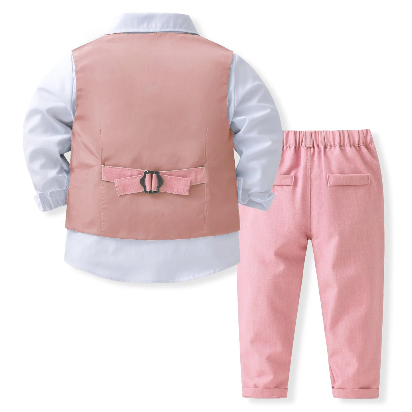 Pink Wedding Flower Suit for Kid Boy Spring Autumn Winter Gentleman Vest 4PCS Formal Sets 123456 Years Children Birthday Clothes