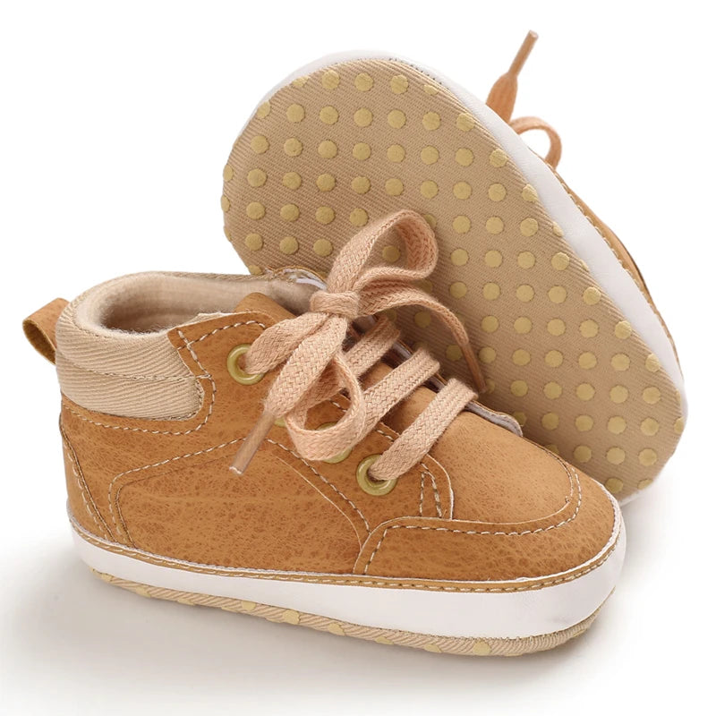 Baby Canvas Classic Casual Shoes Newborn Baby PU Leather Multi-Color Sneakers Non-Slip Cloth Bottom For Boys Girls First Walkers