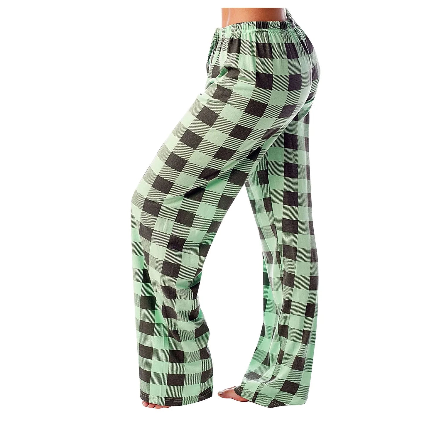 Women Christmas Pajama pants Autumn Winter Plaid Printed Pants Fashion Casual Wide Leg Pants Clothing Streetwear