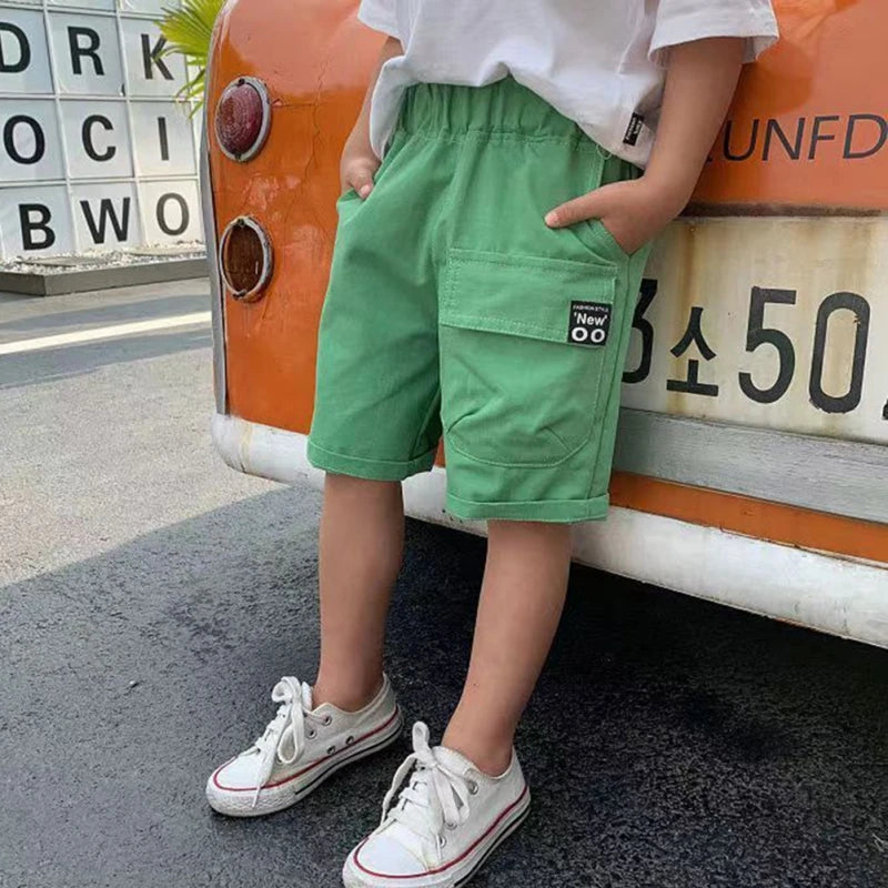 Kids Boy Shorts With Pocket Spring Summer Trousers Cotton Elastic Waist Fashion Short Pants Children Clothes