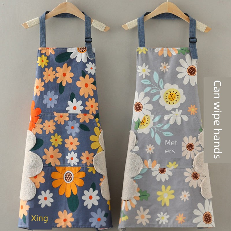 Hand Cleaning Waterproof Small Fresh Home 100% Cotton Canvas Apron