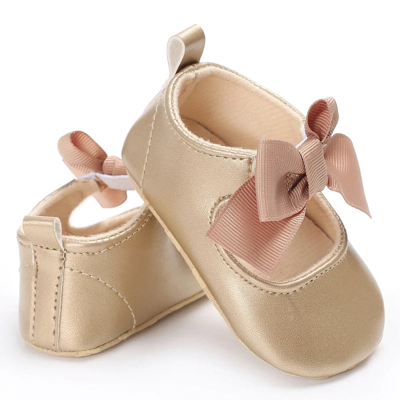 Fashionable Series Baby Shoes Girl Baby Cute Bow PU Princess Shoes Soft Cloth Sole Comfortable Walking Shoes Spring and Autumn