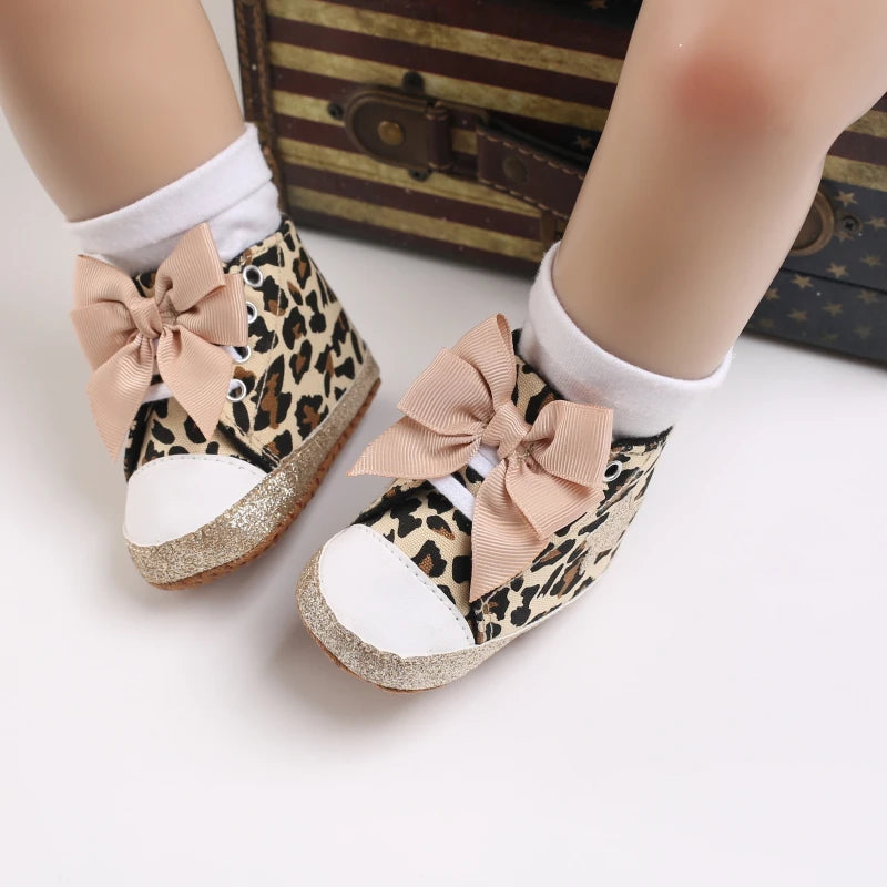 0-18M Newborn Baby Shoes Female Baby Cute Leopard Pattern Sports Shoes Sandals Soft Sole Comfortable Walking Shoes