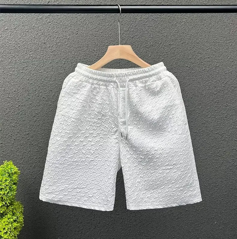 Summer Men's Beach Shorts Korean Fashion Sports Shorts Outdoor Casual Men's Clothing Exquisite Pattern Blue Shorts 2024 New