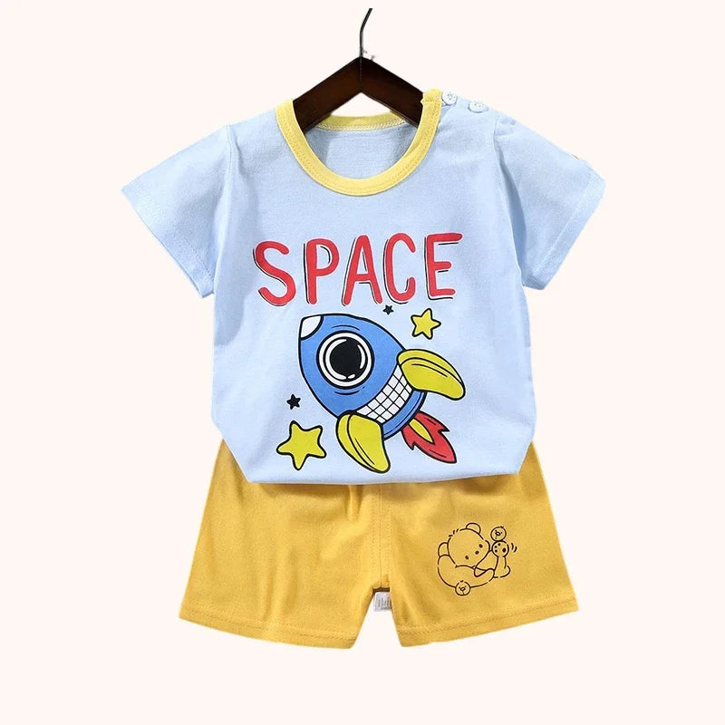 2PCS mother Kids Clothes Children's Sets Boys Girl T-shirt Shorts Summer Cotton Short sleeve Baby Children Clothing Toddler Suit