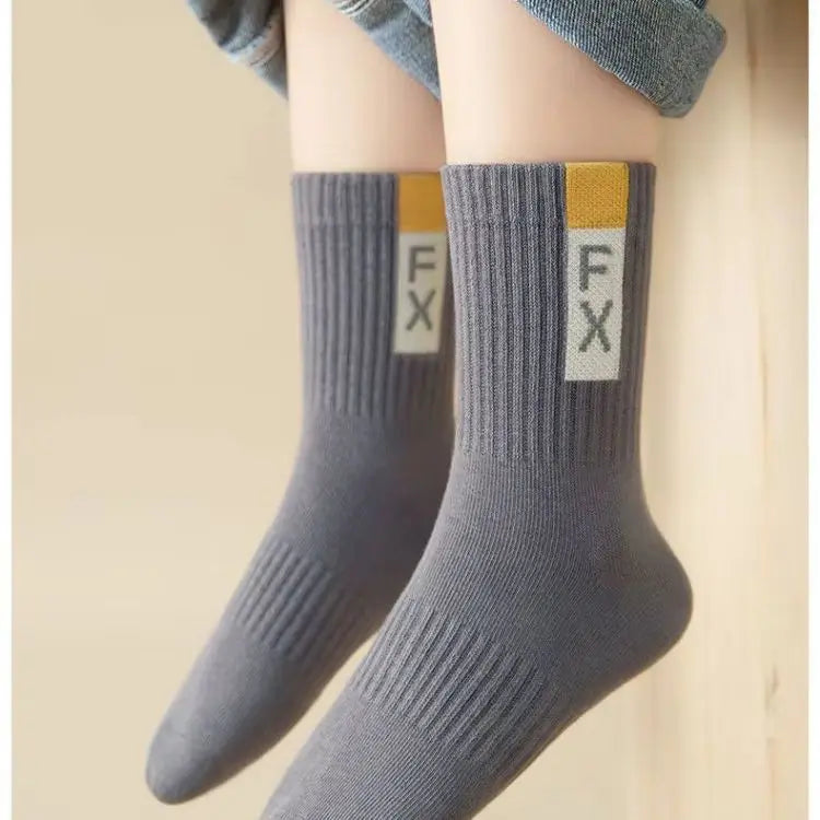 5 Pairs Children's Socks Autumn Mid-calf Length Cotton Socks Kids Boys Sporty Socks Crew Sock