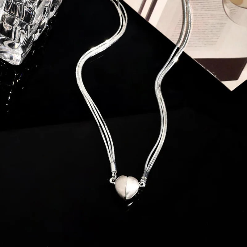 VENTFILLE 925 Silver Circular Geometry Rose Necklace Dropwise Glaze Korean Gentle Jewelry Birthday Gift Wholesale