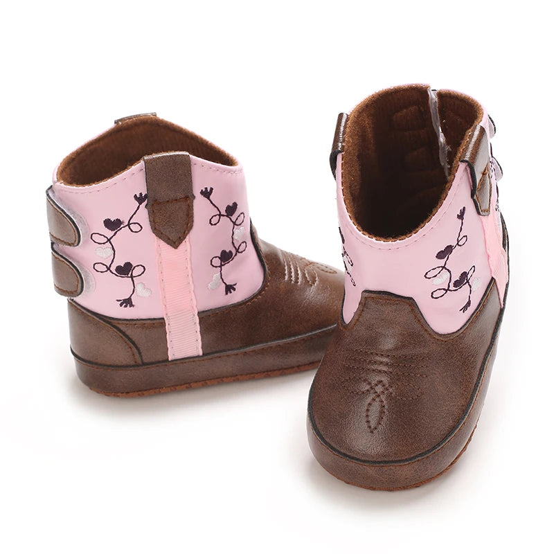 Baby Little Boots Soft PU and Cotton High Quality 2024 New Style Spring and Autumn Prewalking Shoes for Boys and Girls