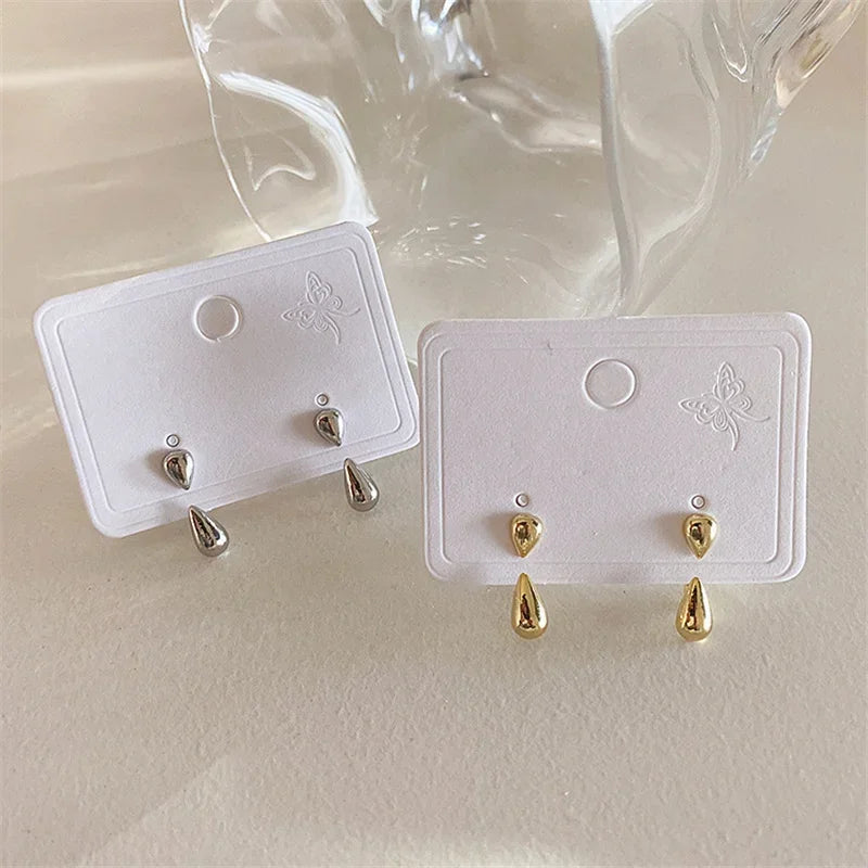 2024 Women Earrings Fashion Water Drop Pendant Earrings Simple Stud Earrings Punk Hip Hop Metal Ear Stud Trendy Jewelry Gift