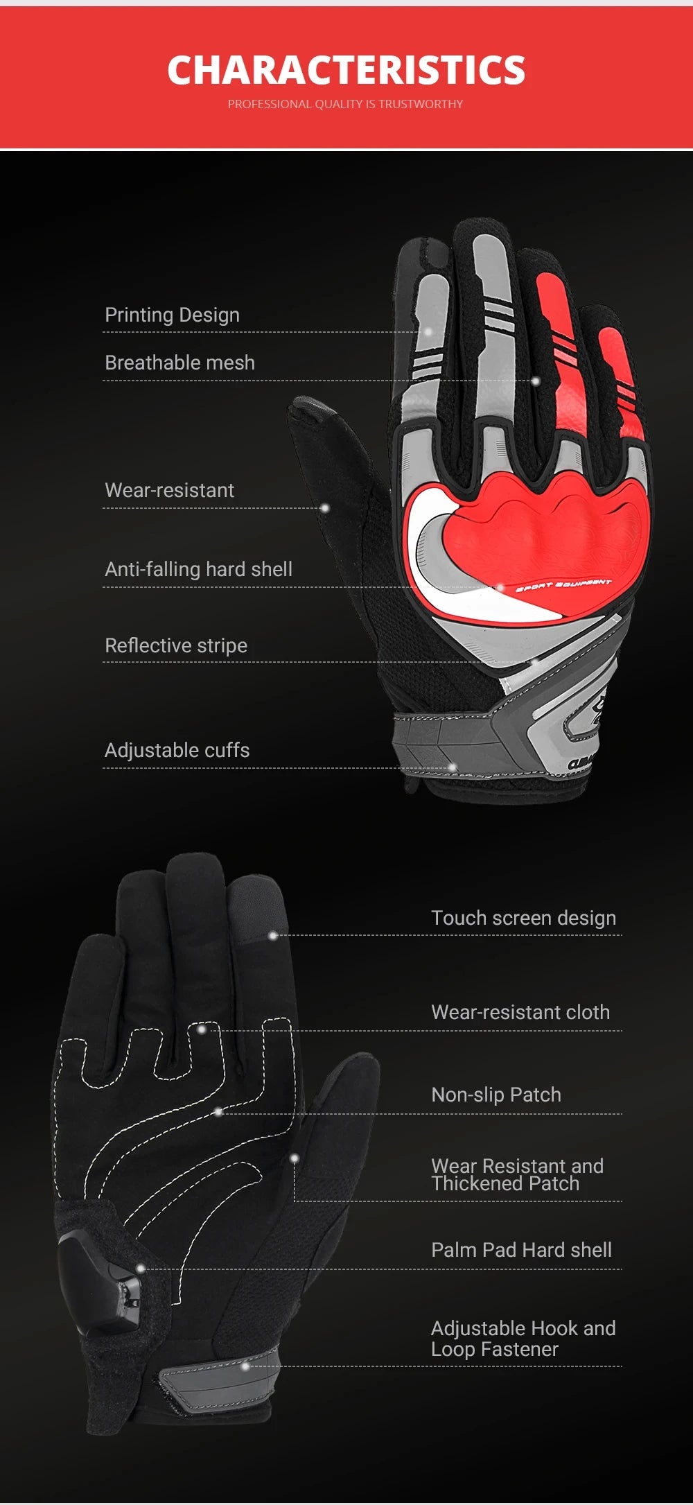 Motorcycle Gloves Breathable Full Finger Protective motorbike Touch Screen Men Racing Moto Motocross Outdoor Sports Gloves