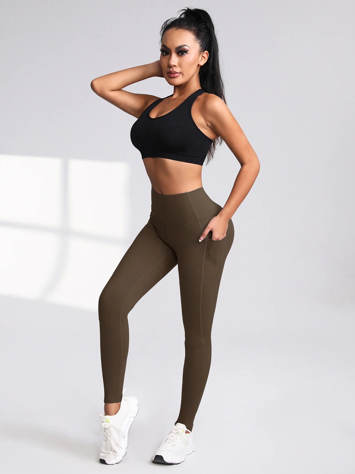 CHRLEISURE 2024 Autumn Pockets Gym Leggings Women Fitness High Waist Activewear Sporty Leggings Women Fashion Pockets Pants