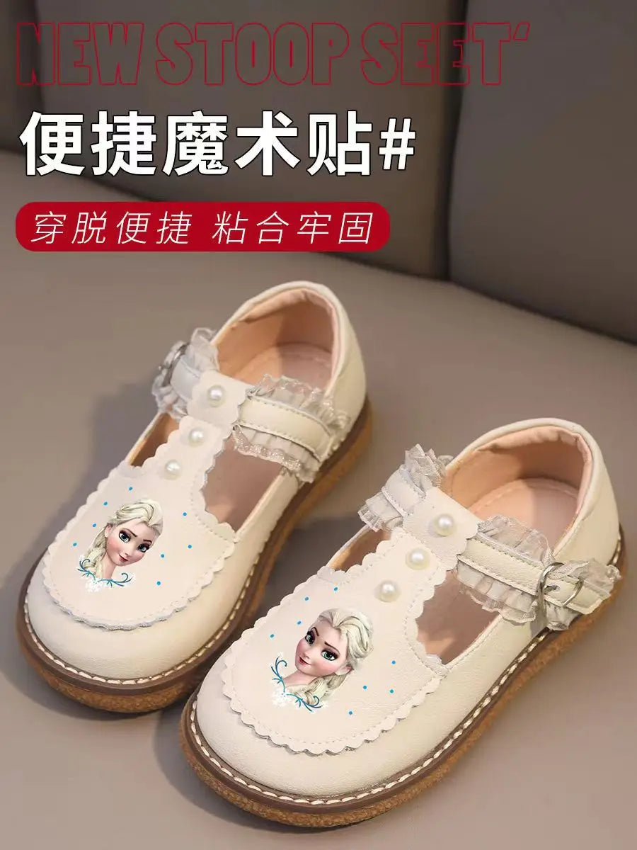 Disney Children's Girls' Leather Casual Shoes Spring Frozen Princess Girls' Soft Sole Non-slip Shoes Baby Shoes Lolita Girls