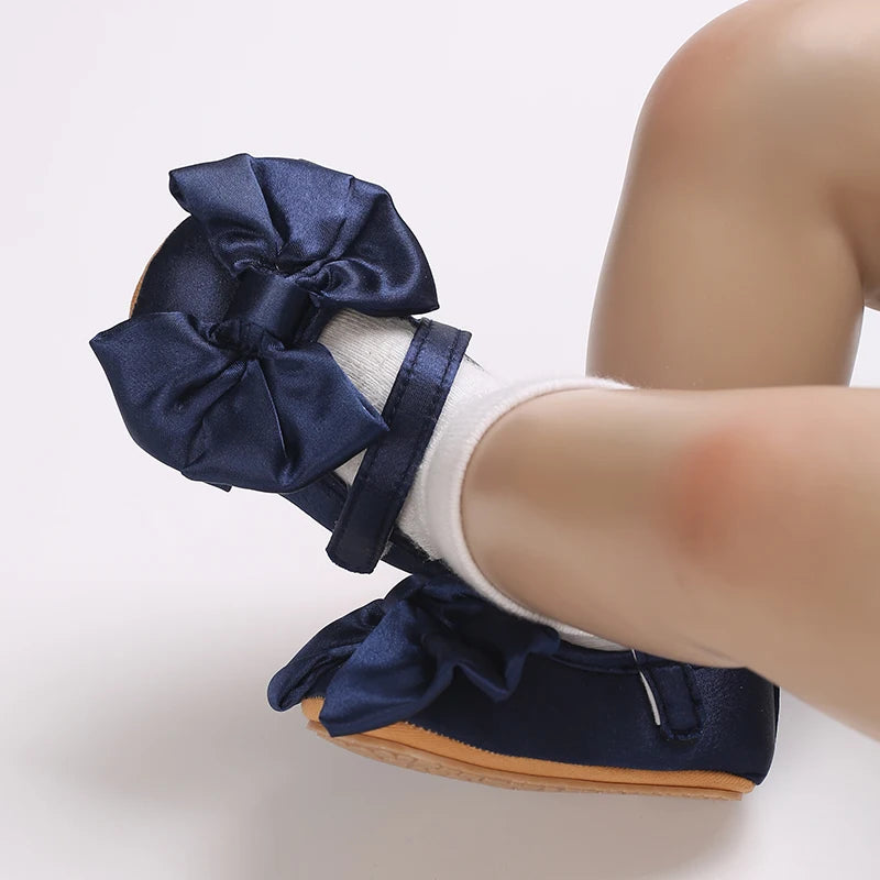 New Western-style Bow Princess Shoes For Infants And Young Children Aged 0-18 Months Soft And Non Slip Walking Shoes