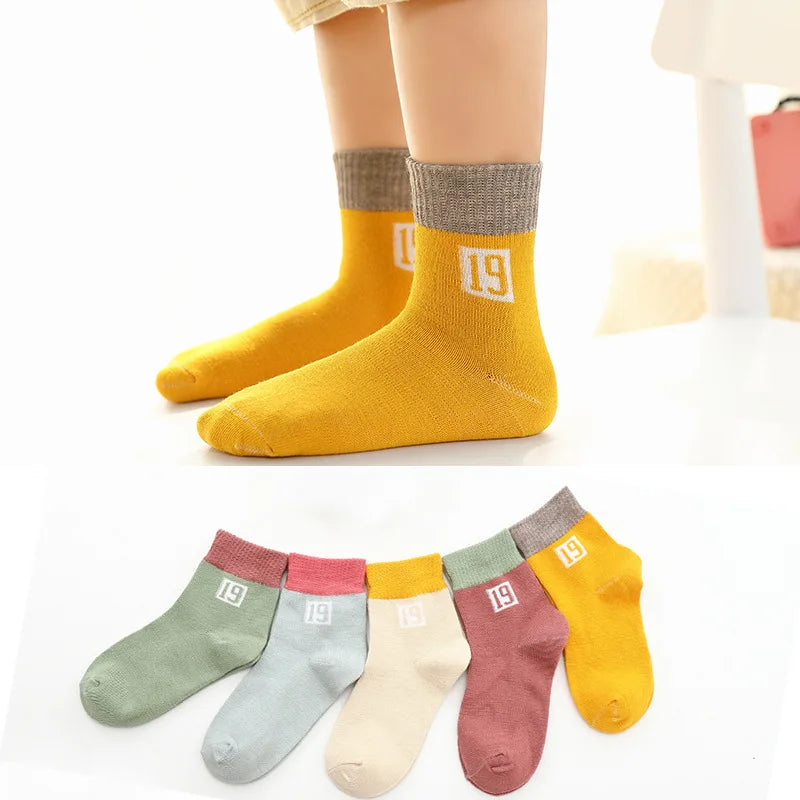 5 Pairs Per Lot Kids Socks Autumn Winter Children Cotton Cartoon Baby Girls Boys Fashion Socks 1 2 3 4 5 6 7 8 9 Years