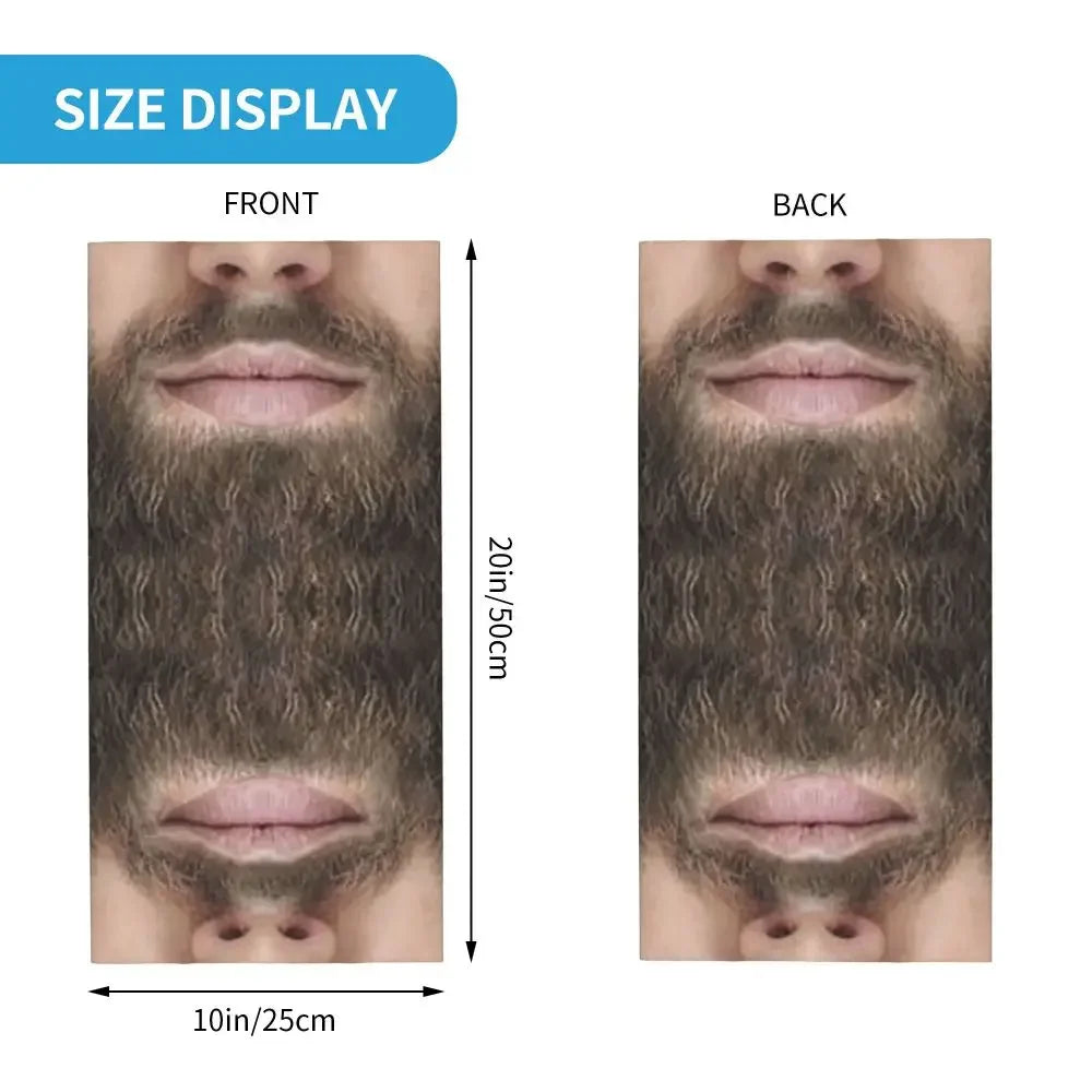 Realistic Face (BeardVersion) Bandana Neck Gaiter Printed Wrap Mask Scarf Multifunction Cycling  Running For Adult Washable