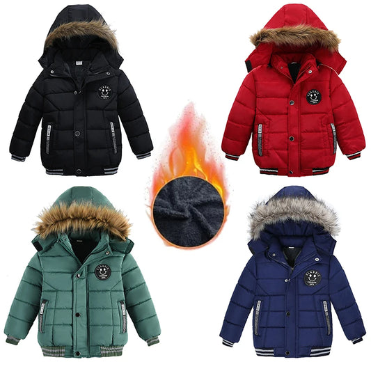 2 3 4 5 6 Years Winter Baby Boys Jacket Classic Keep Warm Fashion Girls Coat Hooded Zipper Outerwear Birthday Gift Kids Clothes