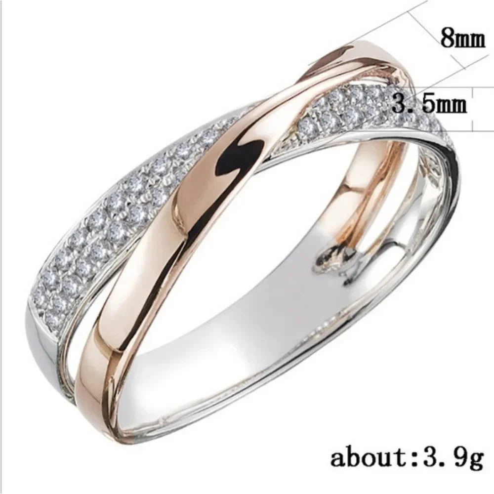 Newest Stainless Steel Two Tone X Shape Cross Ring for Women Wedding Rose Gold Color Trendy Jewelry Rings Anillos Кольца 반지