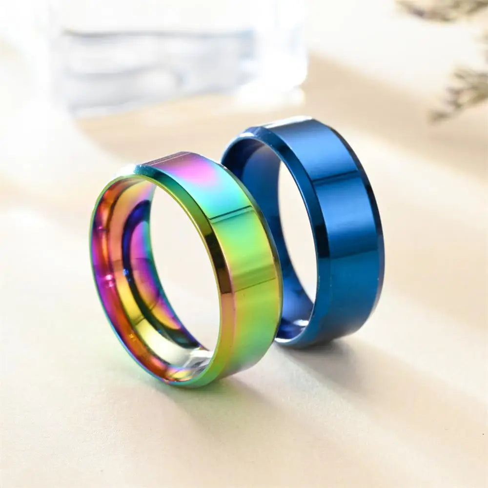 Simple Stainless Steel Rings Fashion Punk Couple Ring Women Men Classic Metal Jewelry Accessory Wedding Ring Gift Hiphop