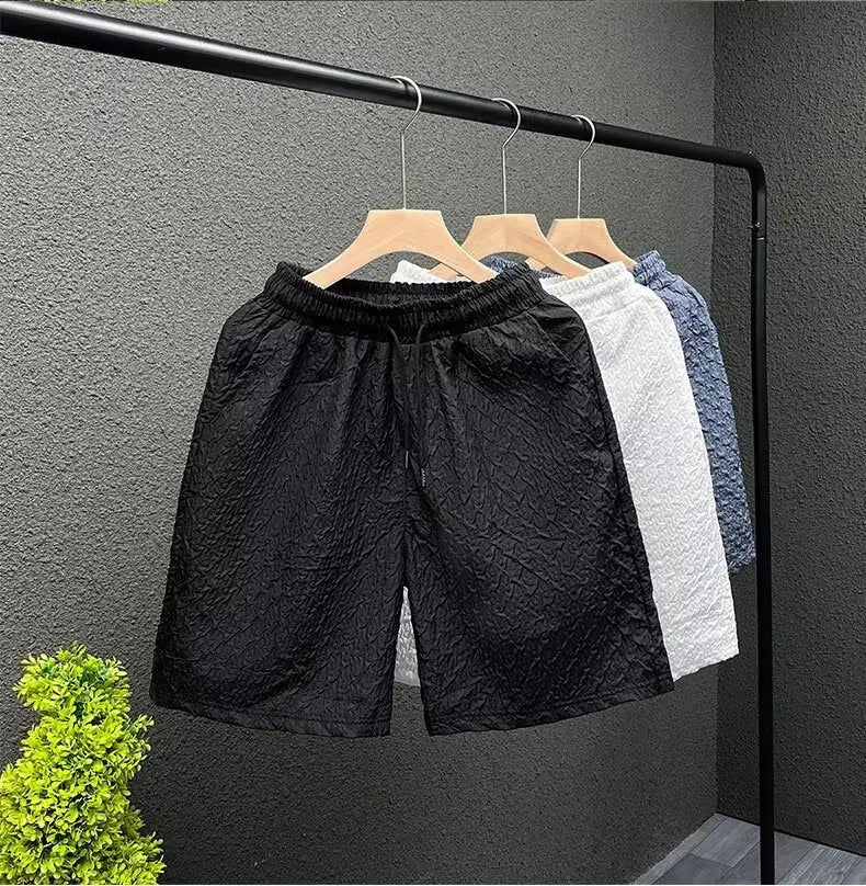 Summer Men's Beach Shorts Korean Fashion Sports Shorts Outdoor Casual Men's Clothing Exquisite Pattern Blue Shorts 2024 New