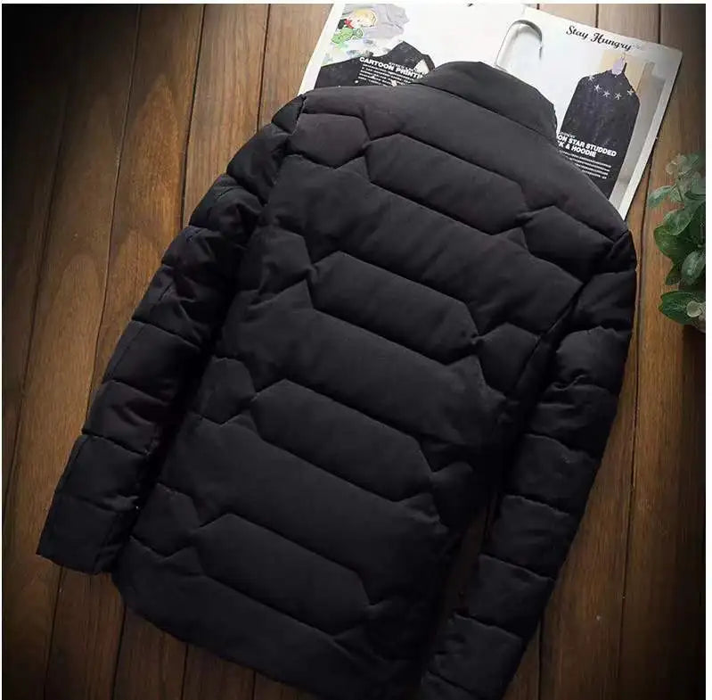 New Winter Warm Coats Jacket Long Sleeve Cotton-padded Jacket Zipper Jacket Men's Stand-up Collar Jacket Plus Size Cotton Jacket