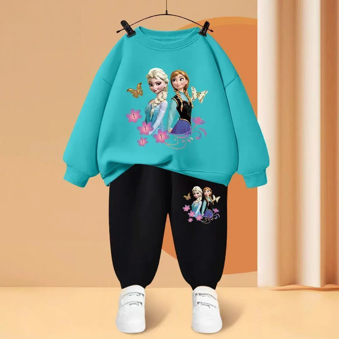 Disney Elsa Princess Print Children's Tracksuit Set, HoodiesTop and Pants, Sportswearfor BoysGirls, Clothing for Kids, 2 Pieces