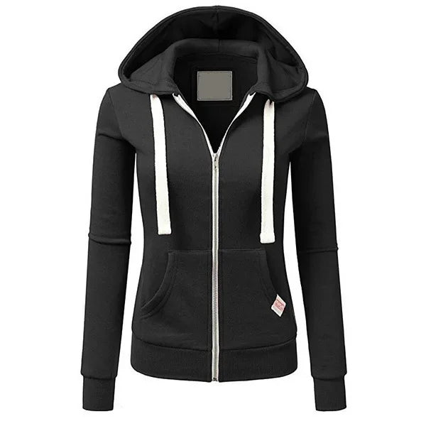 Spring Autumn Women's Sporty Casual Fitness Zipper Sweatshirt Hooded Trendy Jacket Hooded Sweatshirt Casual Windbreaker