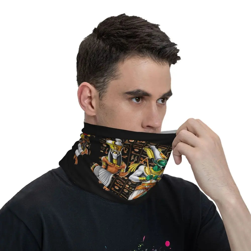 Egyptian Gods And Pharaohs Bandana Neck Gaiter Printed Mask Scarf Multifunction Headwear Running Unisex Adult Winter