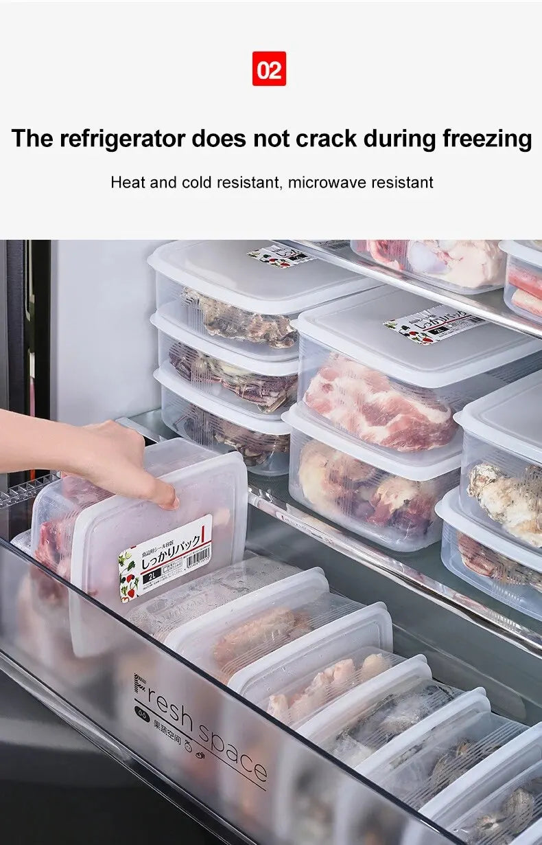 1PC Refrigerator Preservation Box Frozen Meat Refrigeration Box Food Storage Box Sorting Storage Sruit Vegetable Drainage Box