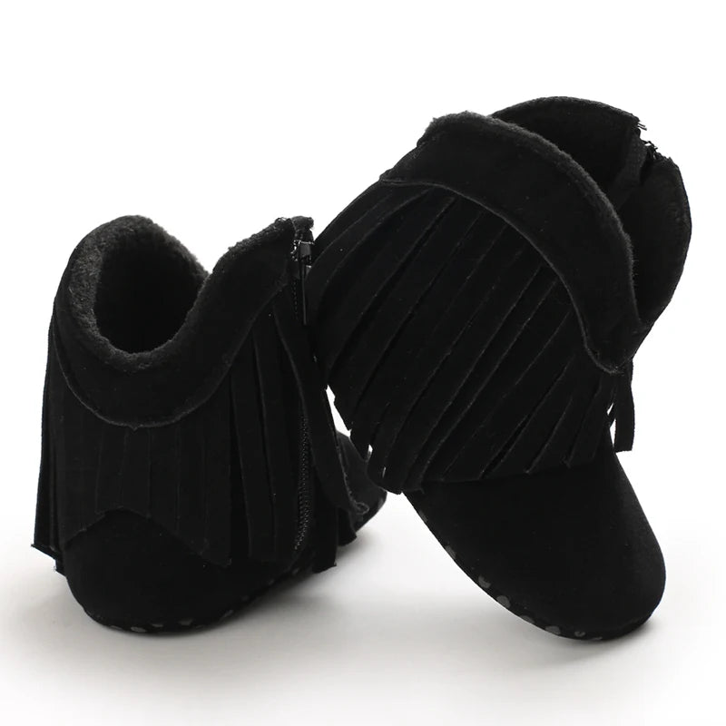 Baby Booties Vintage Tassel Anti-slip Sole Winter Warm Baby Boys Girls Shoes Snow Booties First Walkers Infant Shoes