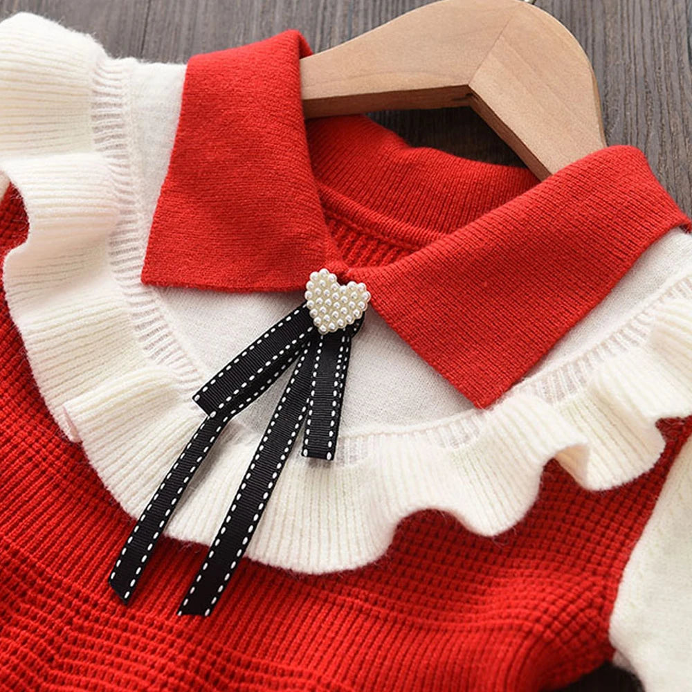 Melario Girls Dress Girls Kids Princess Party Sweater Knitted Dress Autumn Winter Christmas Costume Children Clothes 2-6 Years