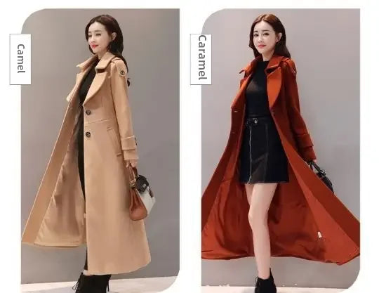 2024 Autumn Winter New Korean-style Slimming Woolen Coat Women's Thickened Jacket Long Overcoat Slim Fit For Chilly Weather