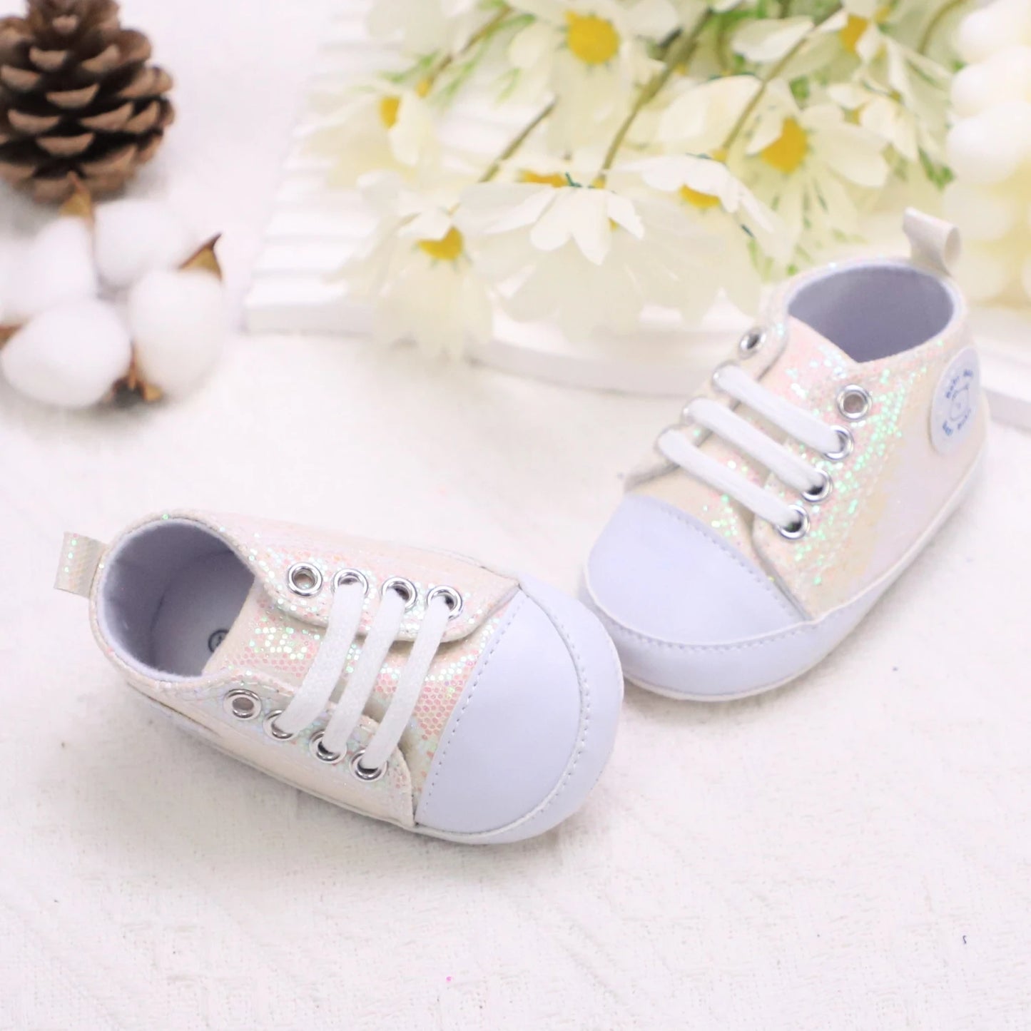 Trendy Comfortable Sequin Sneakers For Baby Boys, Lightweight Non Slip Shoes For Indoor Outdoor Walking, Spring And Autumn