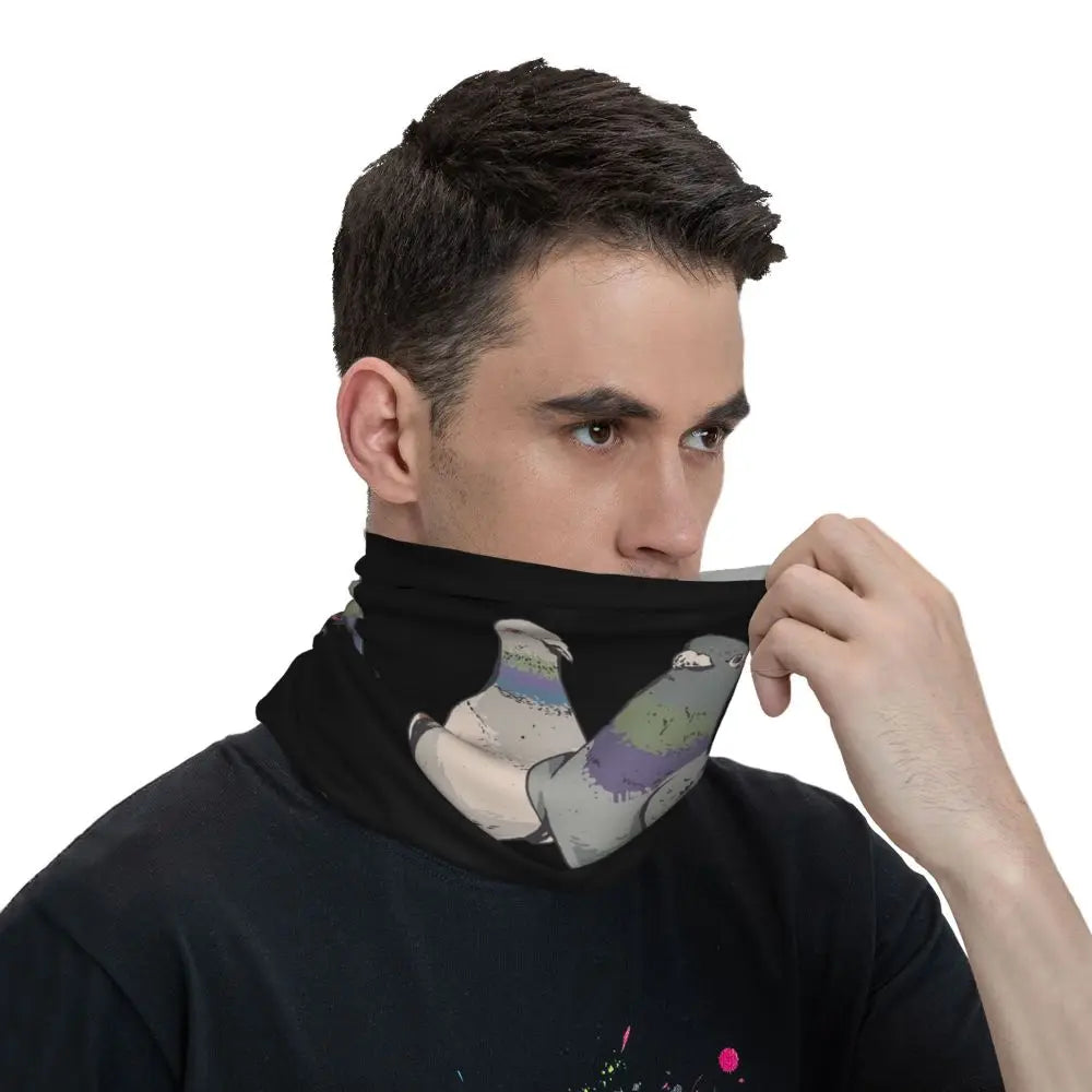 Pigeon Walk , Black Background Bandana Neck Cover Printed Magic Scarf Multifunction Cycling Scarf Running Unisex Adult Windproof