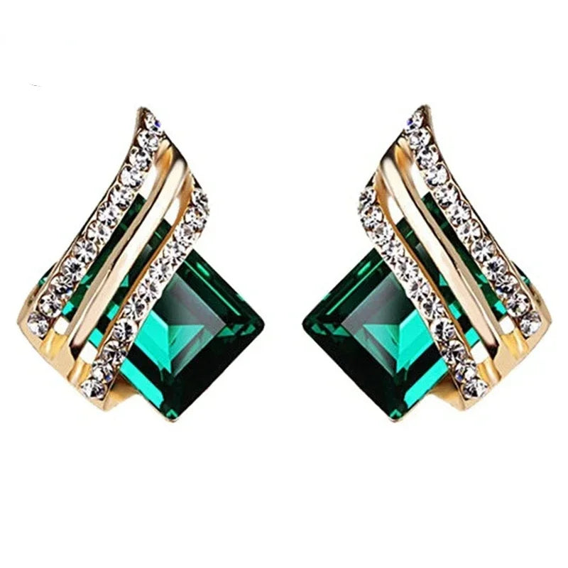 Fashion Gold-plated Zircon Earrings Crystal Earrings Engagement Earrings for women Princess Jewelry Birthday Anniversary Gifts