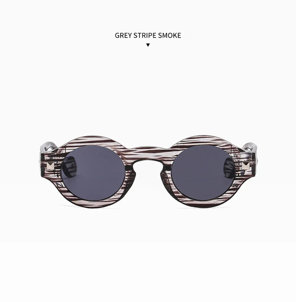 Vintage Rivet Small Round Sunglasses Women Men Metal Hinge Glasses Frame Grey Transparent Shades Outdoor Eyewear