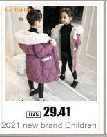 2024 Fashion Design Autumn Winter parka Girl Hairy clothes Long Woolen Coat for Kids Outerwear Grid pattern Padded Warm clothing