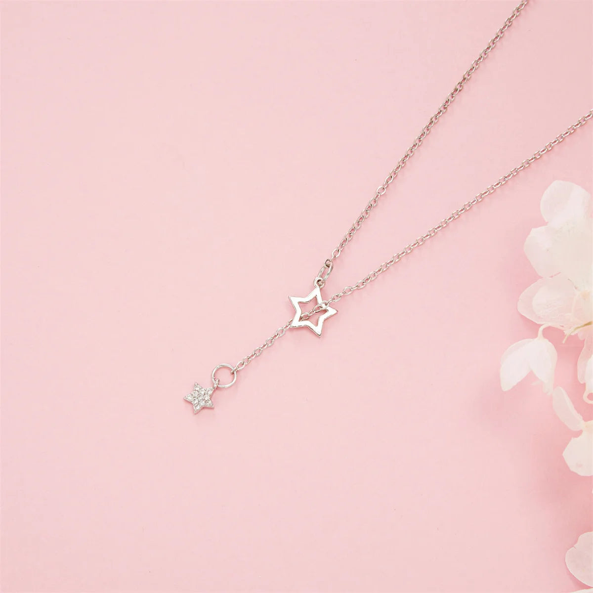 Simple Silver Color Hollow Star Necklace For Women Shiny Star Long Tassel Choker Clavicle Chain Wedding Party Birthday Jewelry