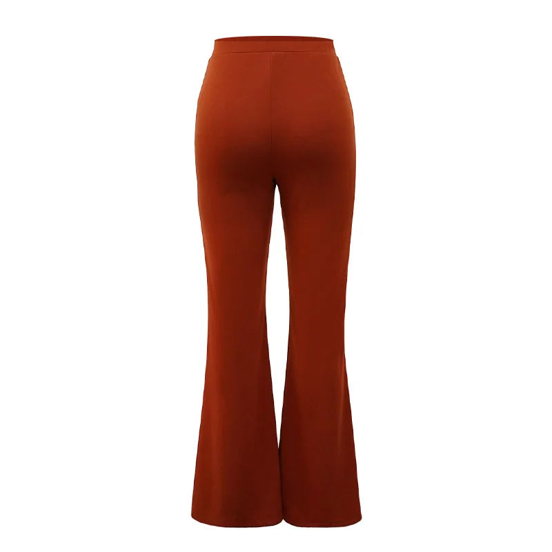 5 Colors Stylish Flare Pants Women Solid Long Drop Trousers Office Casual Female Slim Straight Bell Bottom Pants