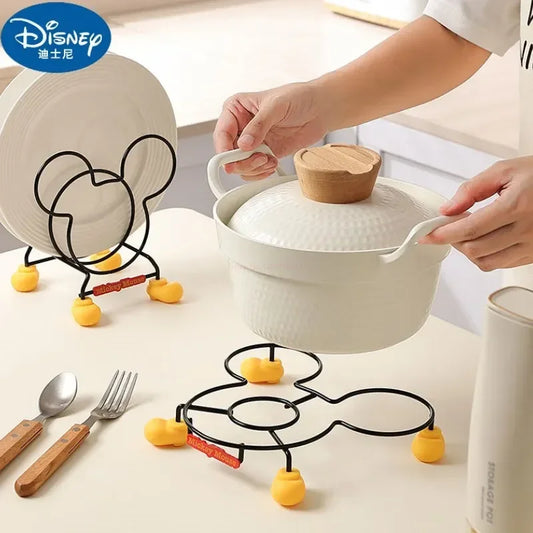 Disney Mickey Mouse Kitchen Organizer Pot Lid Rack Stainless Steel Spoon Holder Pot Lid Shelf Cover Stand Cooking Dish Rack Pan