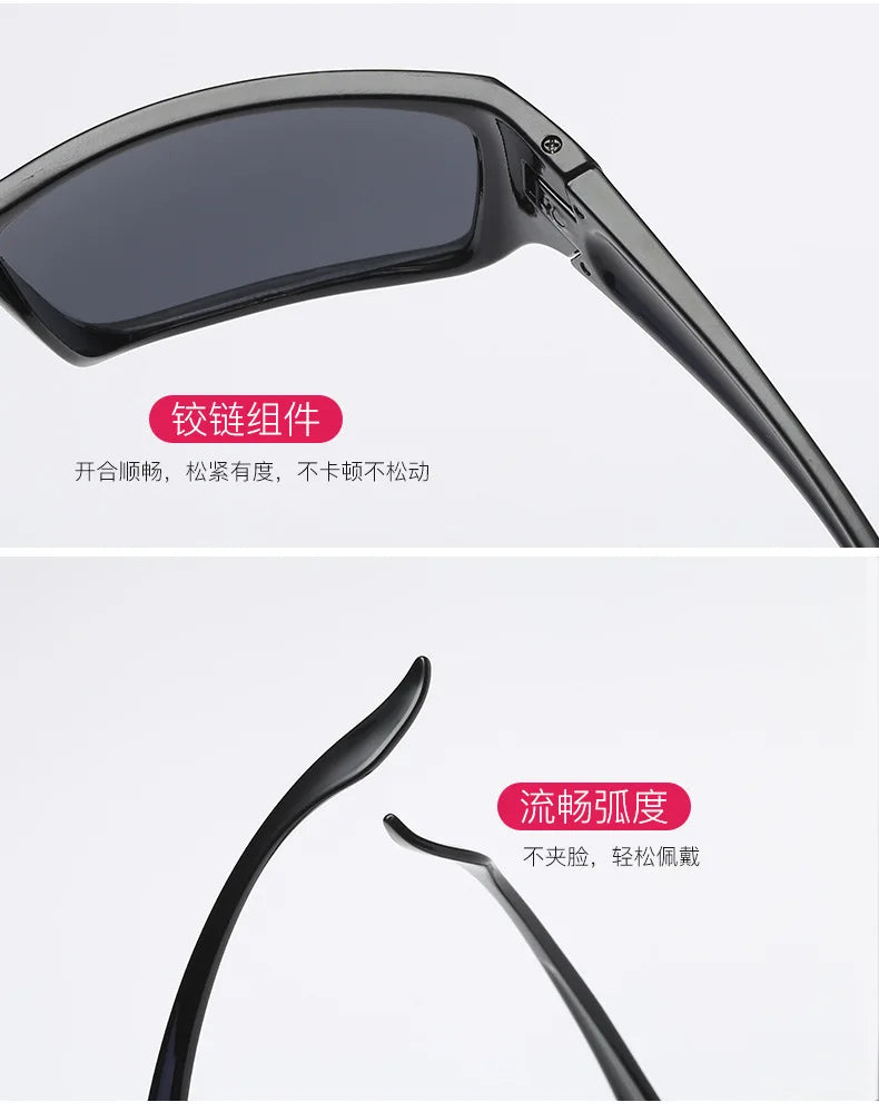 Vintage Sunglasses Men Driving Rectangle Design Sun Glasses Female Male Eyewear Black Big Frame Sunglasses Mens